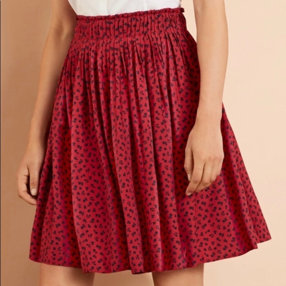 Brooks Brothers Red Navy Floral Skirt 0